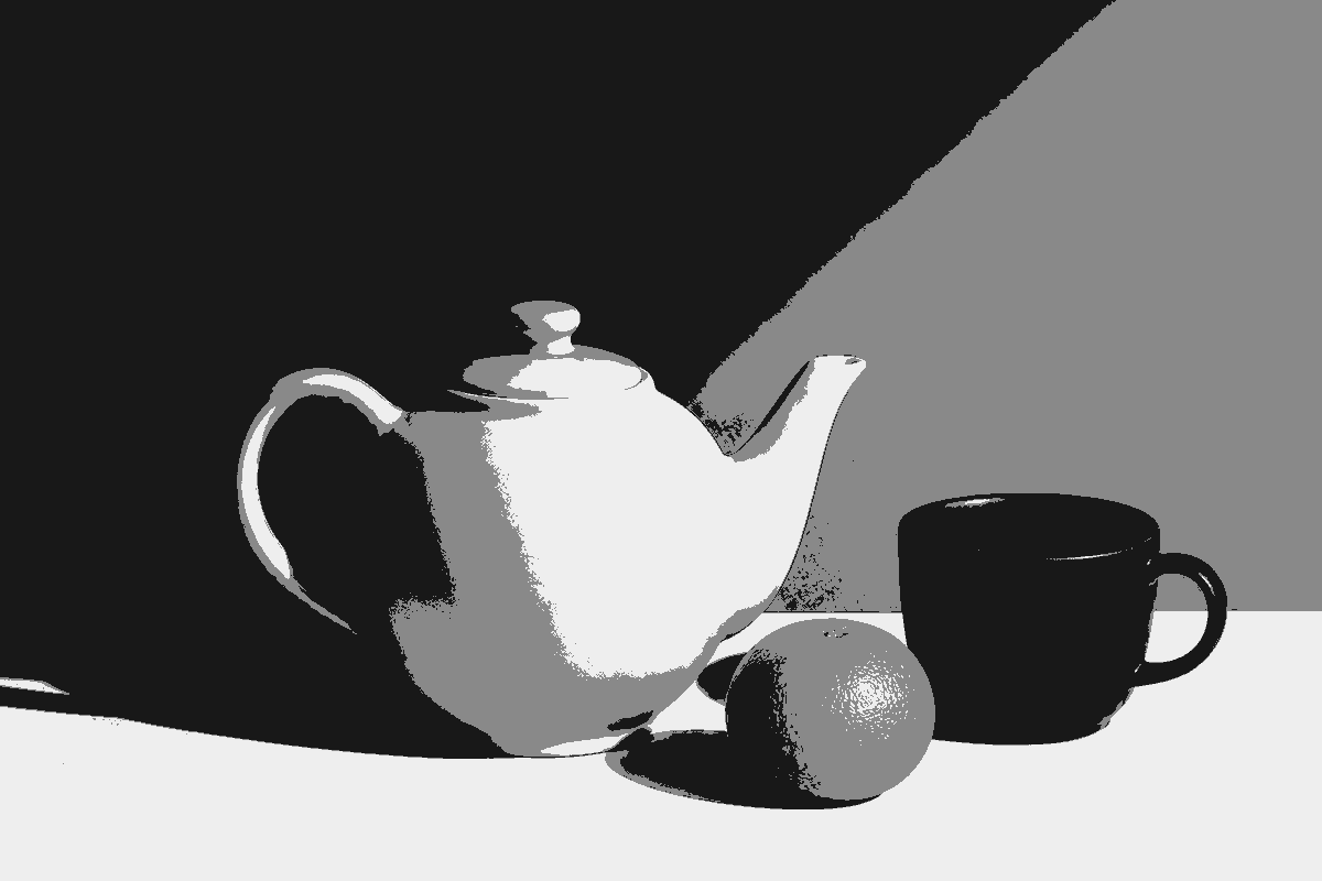 The same still life reduced to three grayscale values